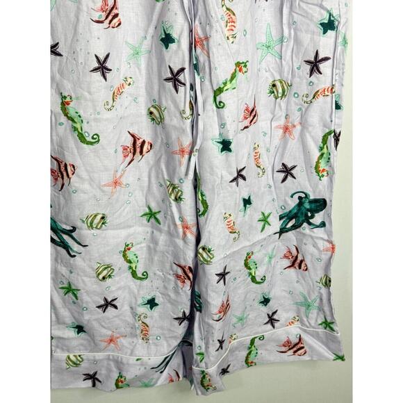 Hill House The Skylar Linen Pants in Sea Creature Women's MED NWT Nautical Beach - Picture 5 of 13